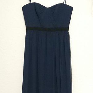 BCBGMaxAzria long silk strapless navy dress 8 NWOT